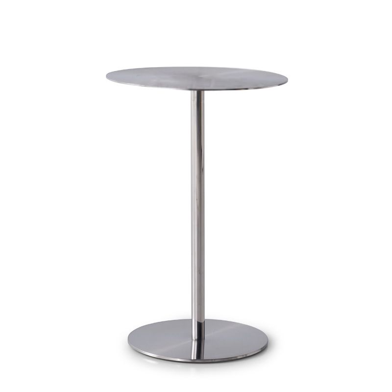 Pedestal Round Silver Coffee Table for Living Room Stainless Steel Cocktail Table