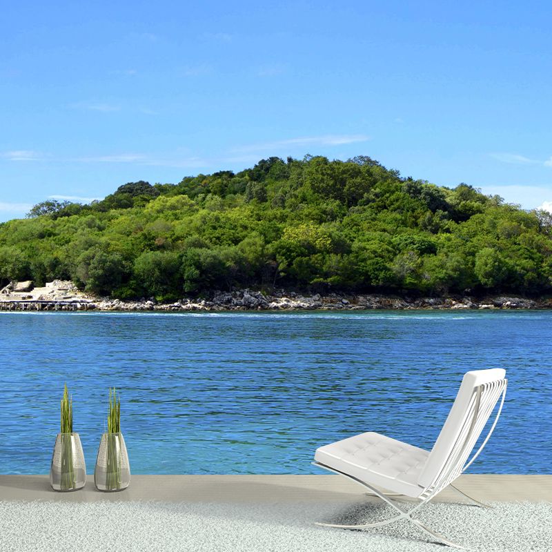 Photography Sea Mural Wallpaper for Bedroom Wall Covering in Soft Color