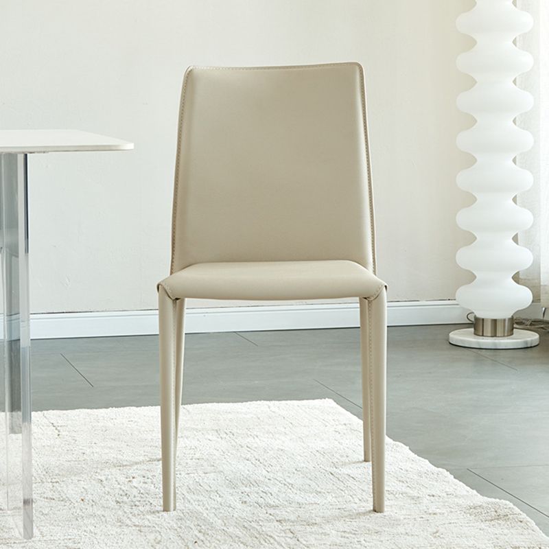 Modern Leather Side Chair Solid Back Dining Chair for Dining Room