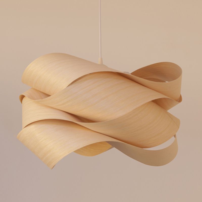 Wood Unique Shape Hanging Lights Modern Style 1 Head Hanging Mount Fixture for Restaurant