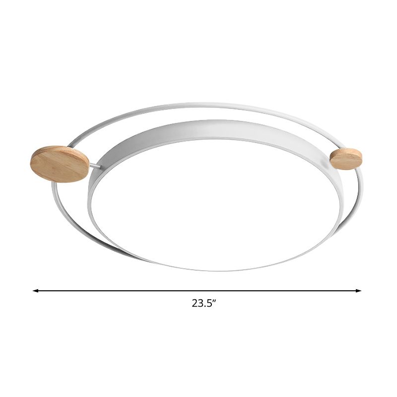 Plafonnier rond moderniste en acrylique 16"/19,5"/23,5" W LED pour chambre à coucher, gris/blanc, lumière naturelle/3 couleurs