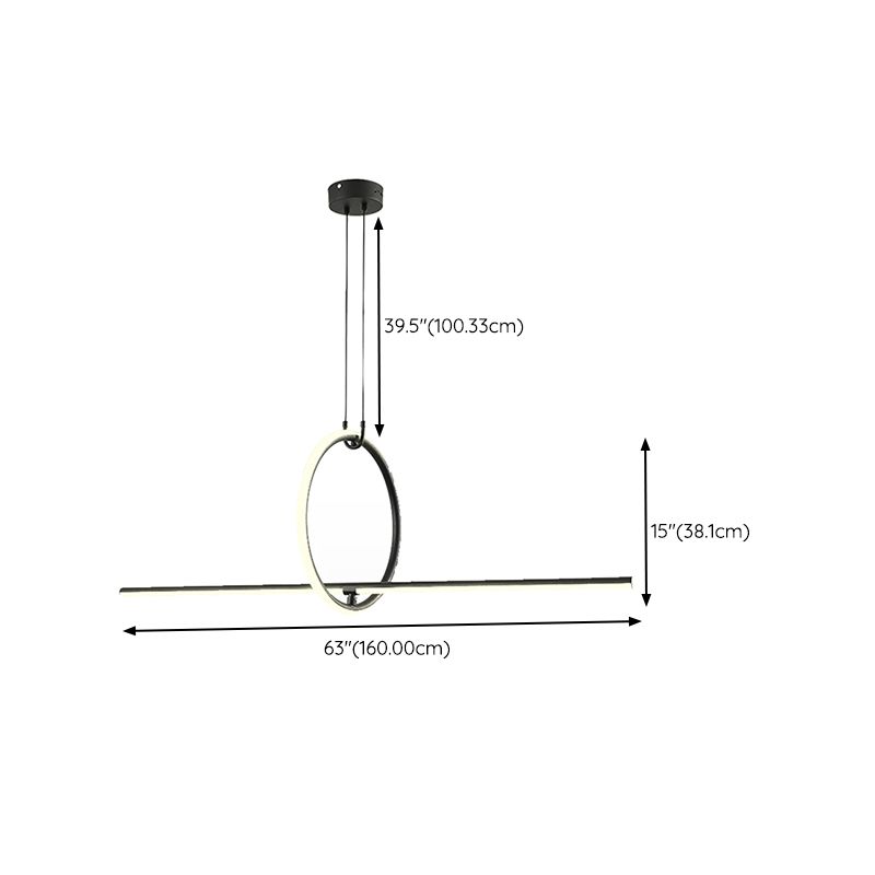 2 Lights Geometric Hanging Lighting Modern Metal Island Lighting