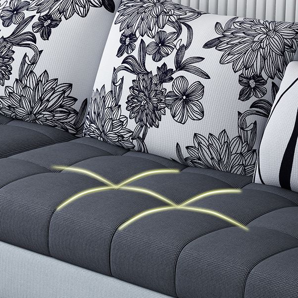 82.67"Long Square Arms Sofa for Living Room Contemporary with Sewn Pillow Back
