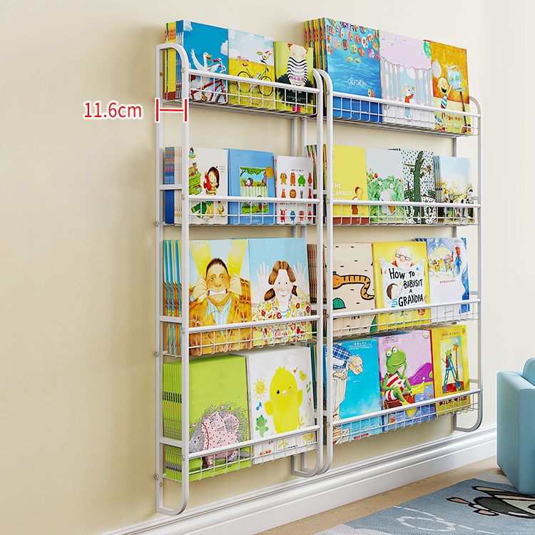 Modern Style Bookshelf Wall Mounted Metal Bookcase for Kid Room