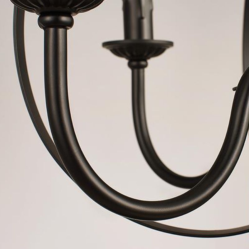 Metal Black Pendant Lamp Swirled Arm 5 Lights Classic Chandelier Light Fixture for Living Room