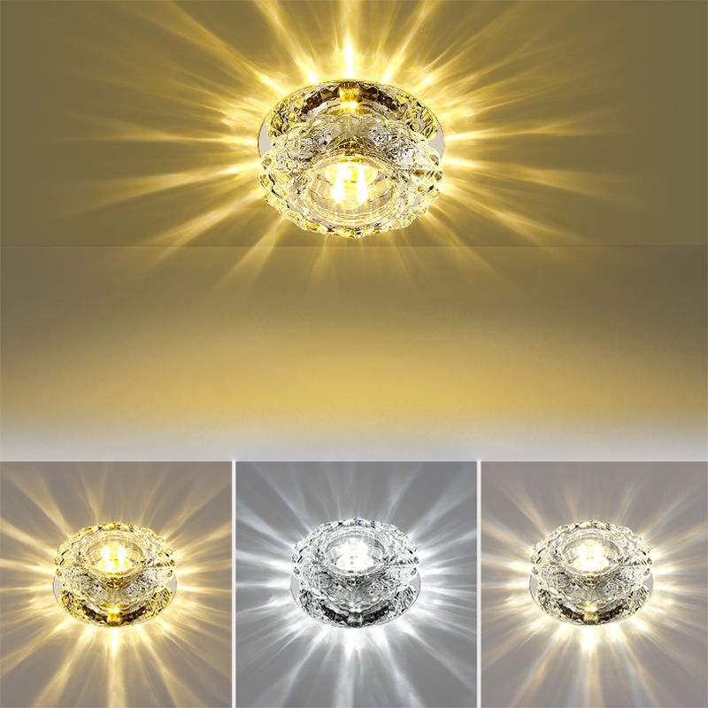 Plafoniera a LED in cristallo Plafoniera moderna da incasso per corridoio con foro 2-3,5 '' dia