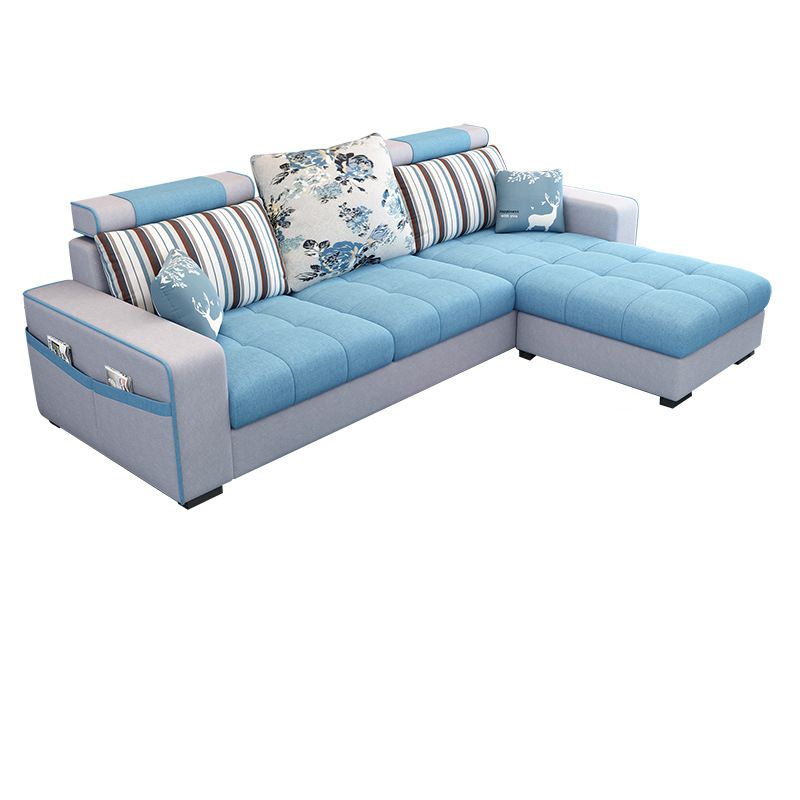 Square Arms L-Shape Sectionals 106.3"D High Back Sofa with Storage