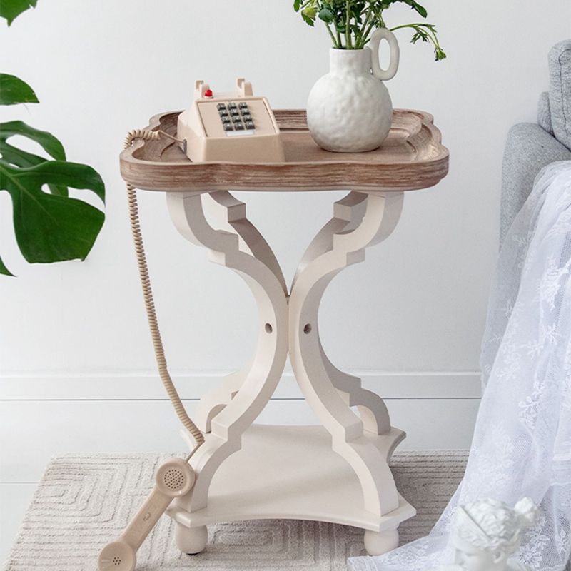 Contemporary Solid Wood Round Metal Pedestal Single Coffee Table