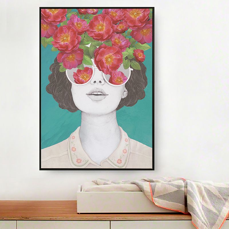 Textured Mixed Media Woman Canvas Nordic Wall Art Decor for Girls Bedroom, Optional Sizes