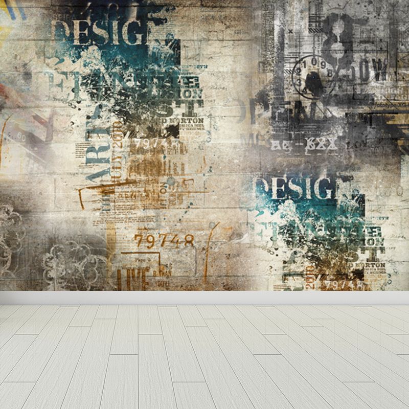 Cool Graffiti Mural Wallpaper Boys Bedroom Faux Metal Wall Covering, Made to Measure