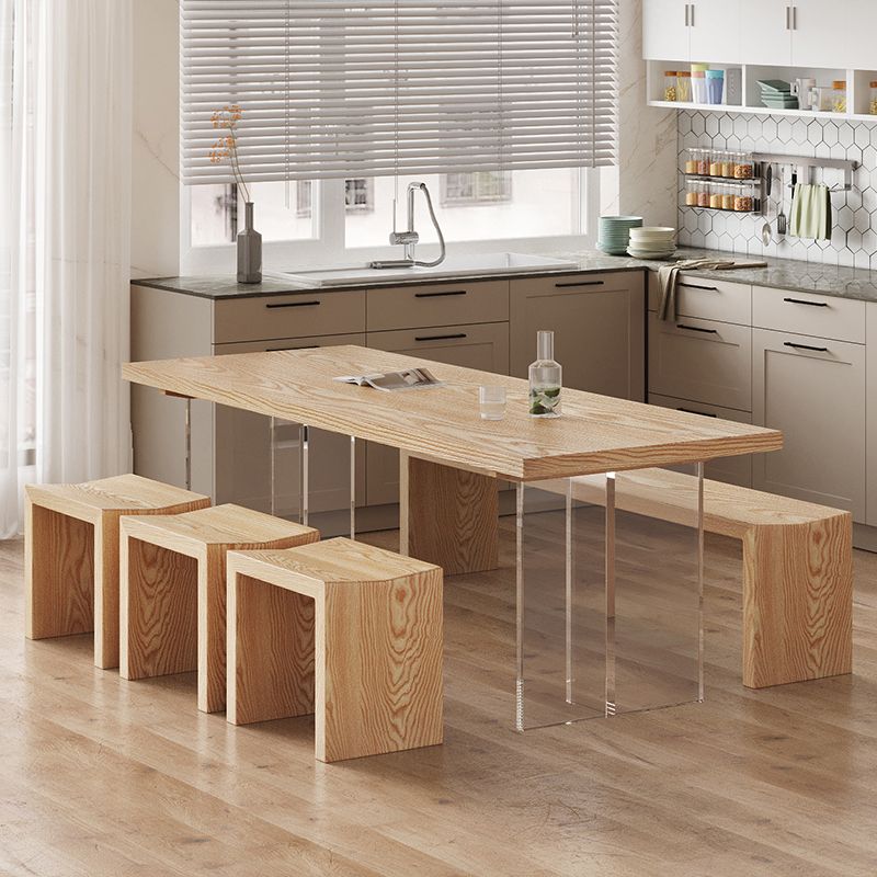 Simplicity Style Dining Table Natural Solid Wood Table for Home Kitchen