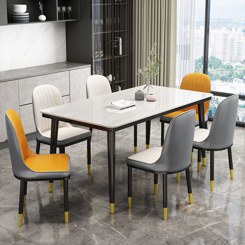 Modern White Marble Counter Table Rectangle Dining Table for Kitchen