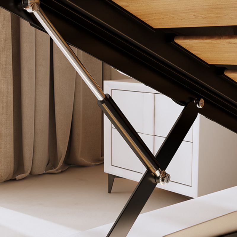 Contemporary White Lift Up Storage Solid Color Bed Frame, Light Not Included