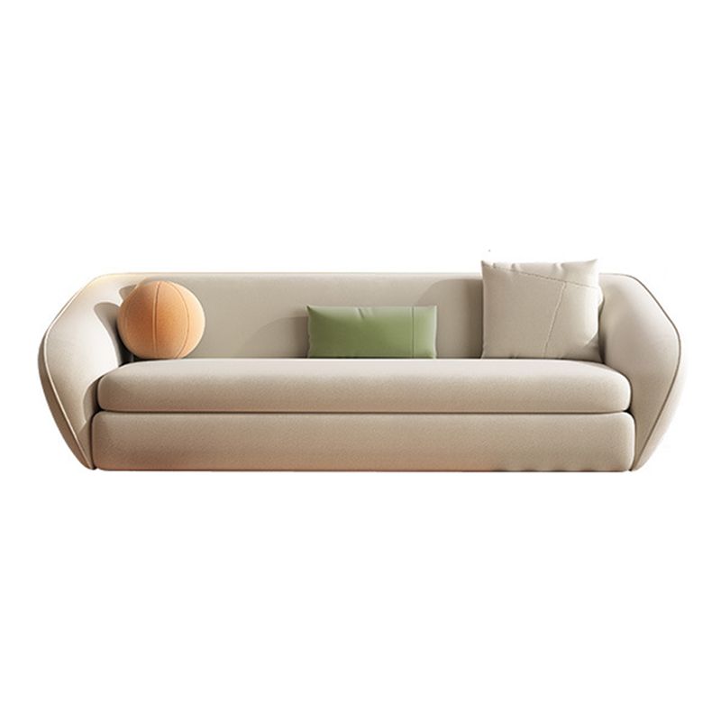 64.96" L Leather Sofa White Convertible Sofa Bed with Tight Back