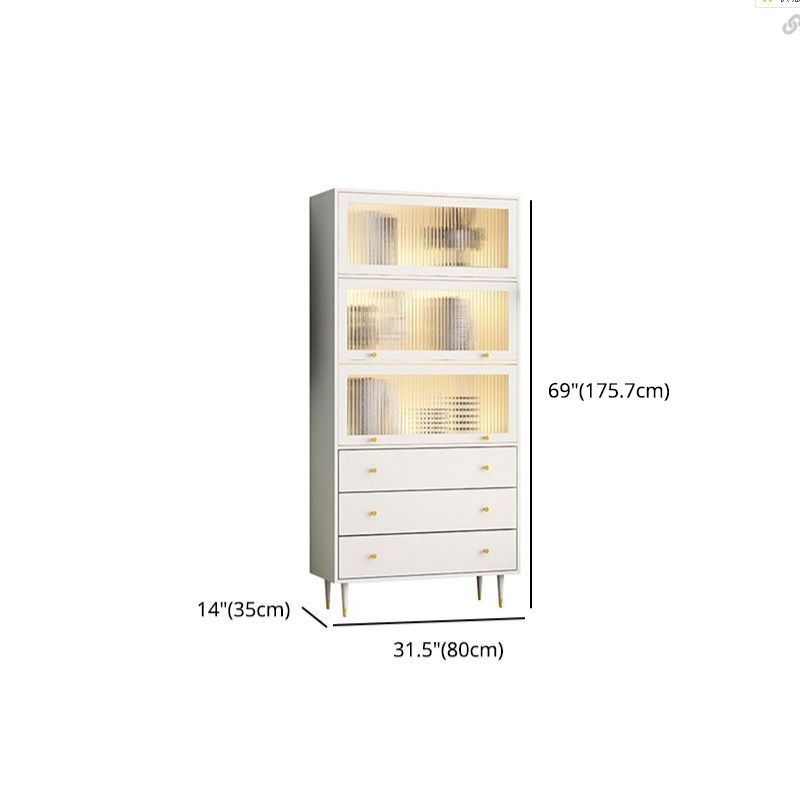 Glam Manufactured Wood Standard Bookcase Vertical Bookcase with Door and Drawers