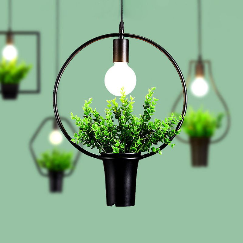 Metall Geometrische Linie Einfachheit Anlagen Hängende Lampe Einer Glühbirne Bekleidungsgeschäft Dekorative Beleuchtung