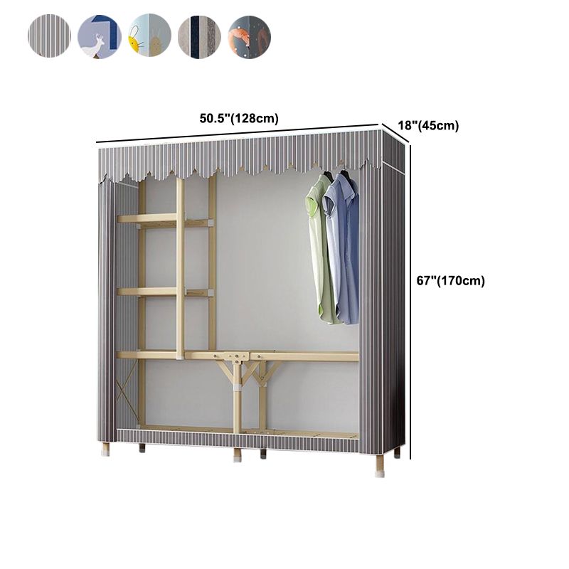 Contemporary Folding Wardrobe Armoire Gold Steel Frame Wardrobe