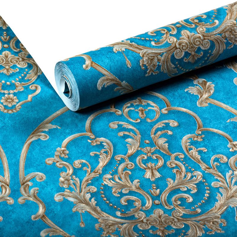 Soft Color Medallion Wallpaper Damask Nostalgic Stain-Resistant Wall Art for Living Room