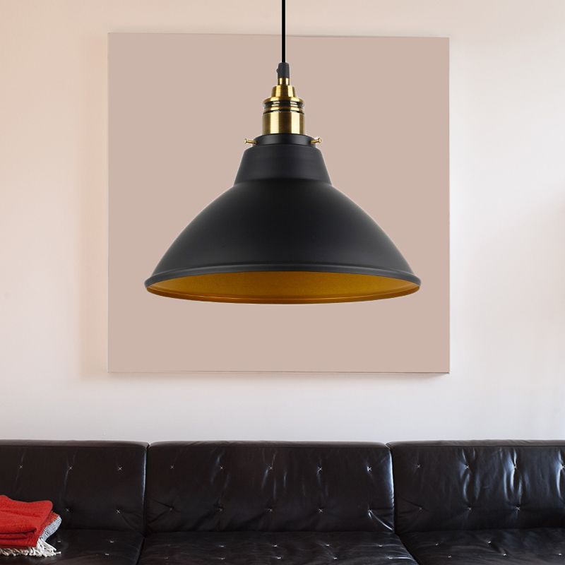 Kuppel Metall Pendelleuchte Leichte industrielle Einzelbirne Wohnzimmer Hängende Leuchte in Schwarz/Weiß/Gold