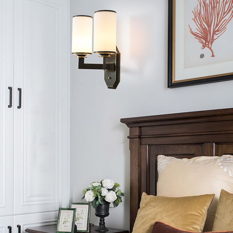 Cylinder Shape Glass Vanity Lamp Modern Style 1/2 Light Vanity Light Fixture