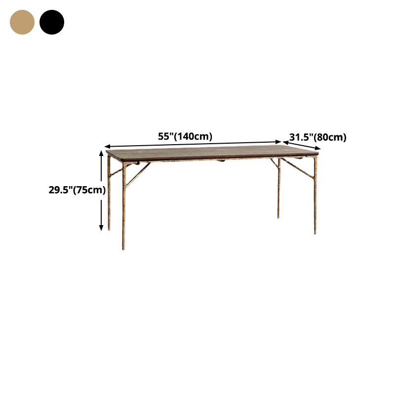 Traditionele luxe eettafel Bruine vaste houten eettafel met metalen basis