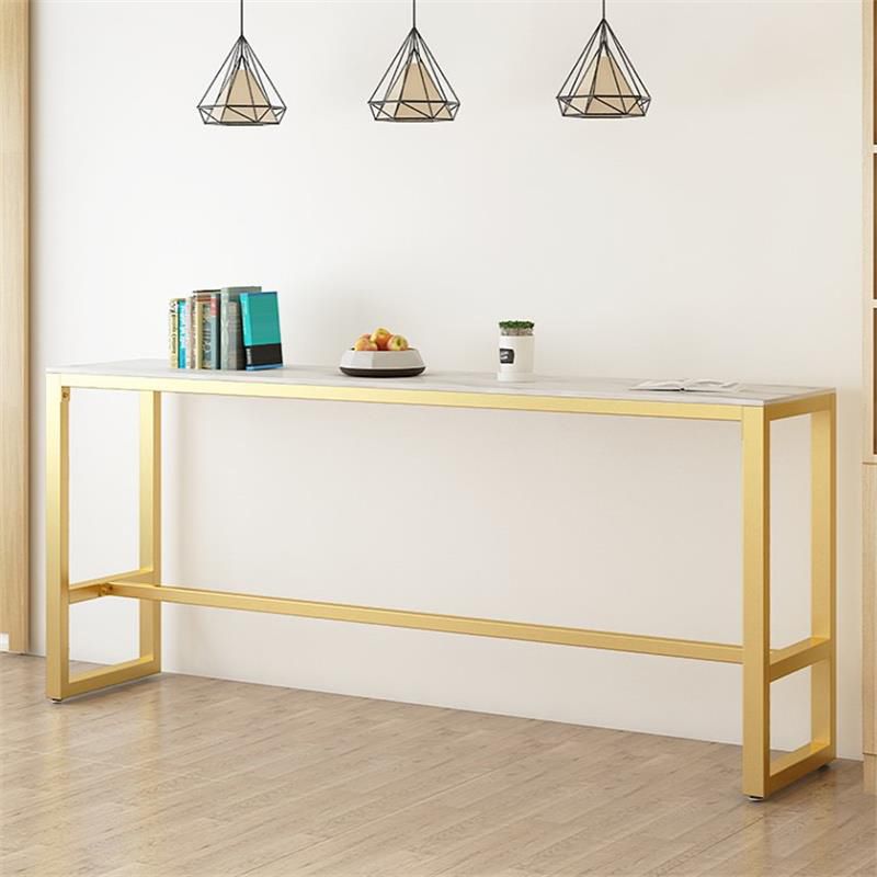 Glam Style Bar Table Set 1/5 Pieces Rectangle Stone Fixed Pub Dining Set