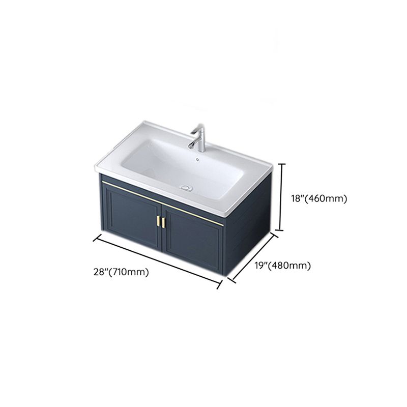 Modern Wall-Mounted Sink Vanity Blue Wall Mount Vanity Cabinet