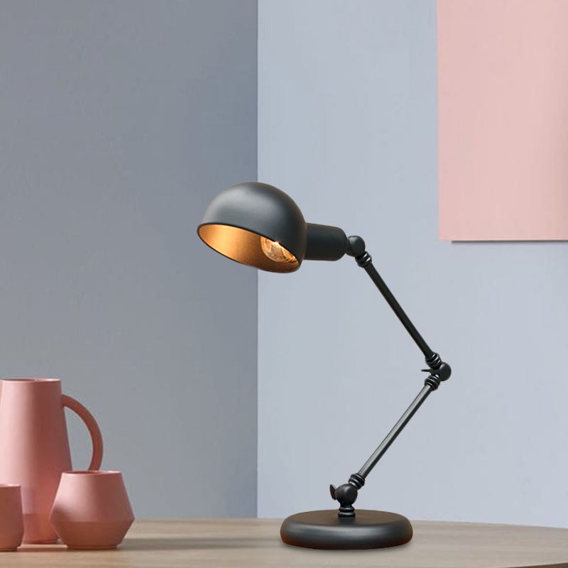 Dome Restaurant Table Lighting Vintage Iron 1-Head 4.5 "/6" de ancho Lámpara de escritorio de acabado negro con brazo oscilante