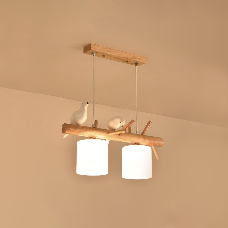 Luces de isla de cilindro de estilo contemporáneo luces colgantes de la isla de vidrio blanco