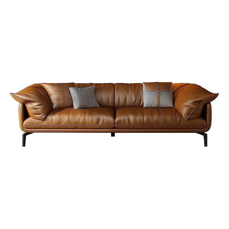 Brown Leather/Faux Leather Sectional Pillow Top Arm for Living Room
