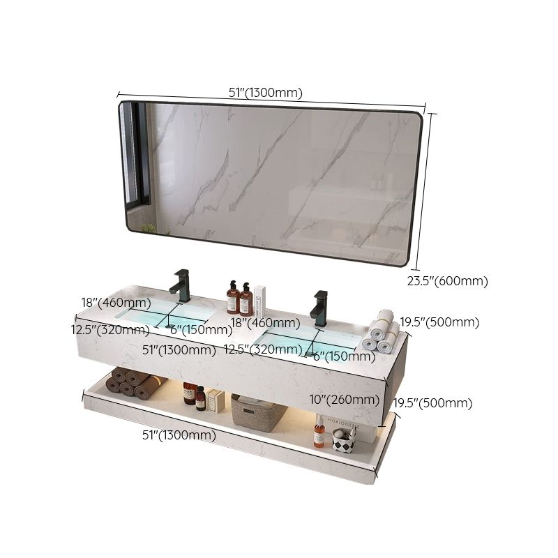 Bathroom Marble Vanity Set Modern Solid Color Sink Vanity with Mirror