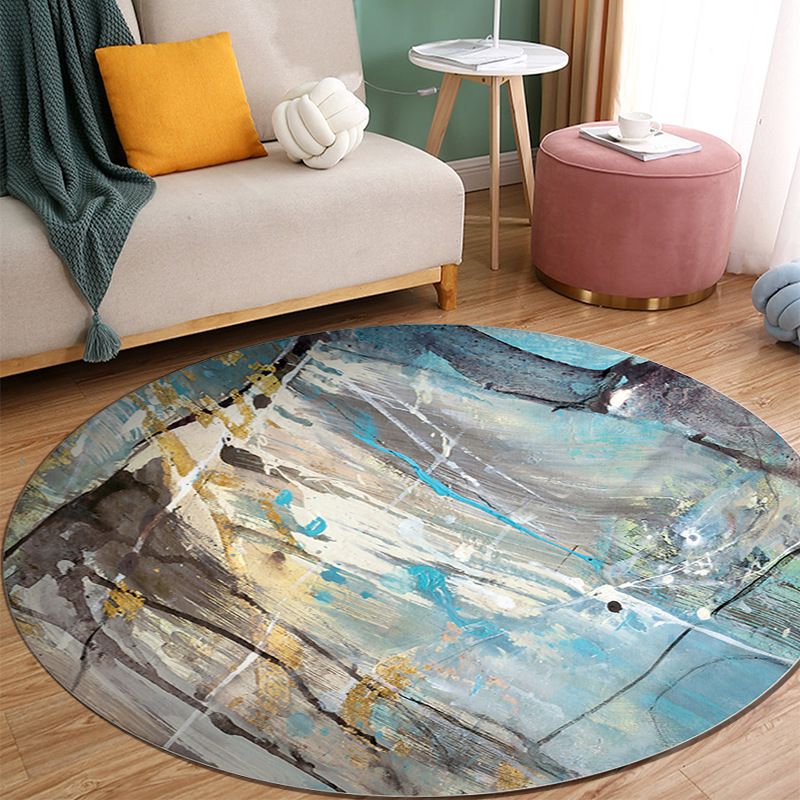 Orange Modern Rug Polyester Abstract Print Rug Washable Rug for Living Room