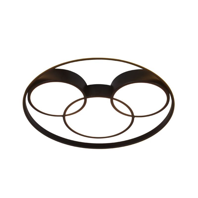 Circular Parlor Close to Ceiling Lamp Acrylic LED Minimalist Flush Mount Lighting in Black