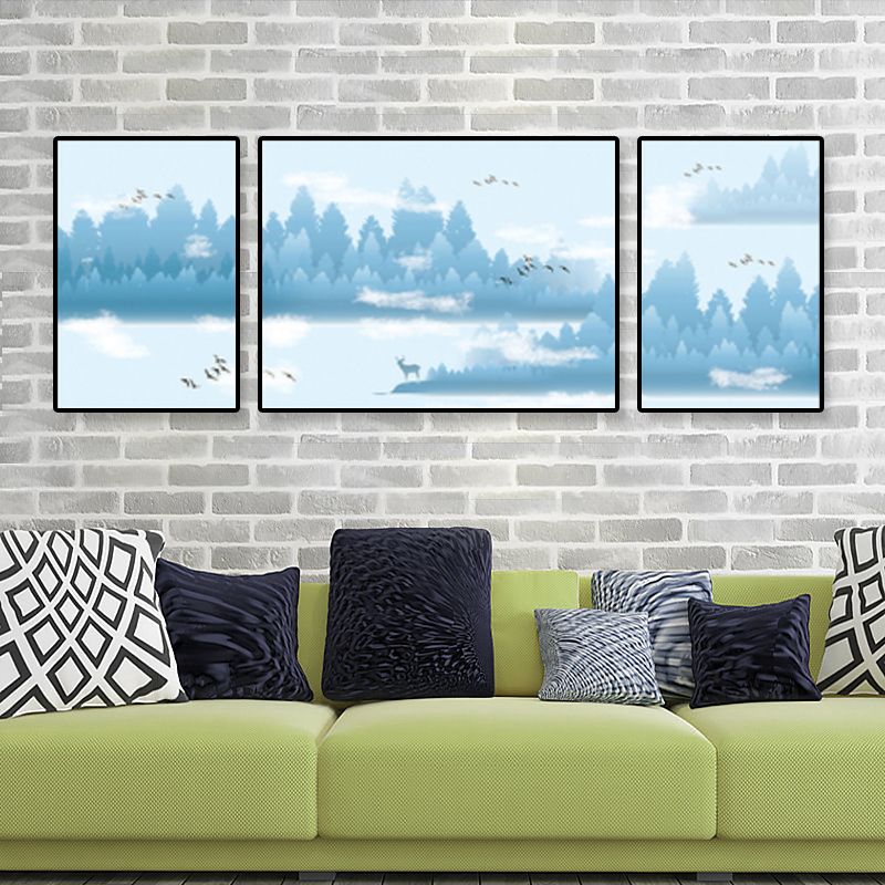 Tropical Mysterious Forest Wall Decor Soft Color Sitting Room Canvas Art, Set of 3