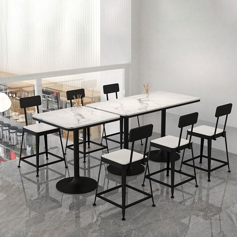 Modern Stone and Metal Dinette Set 1/2/5 Pieces White Table Set for Coffee Shop