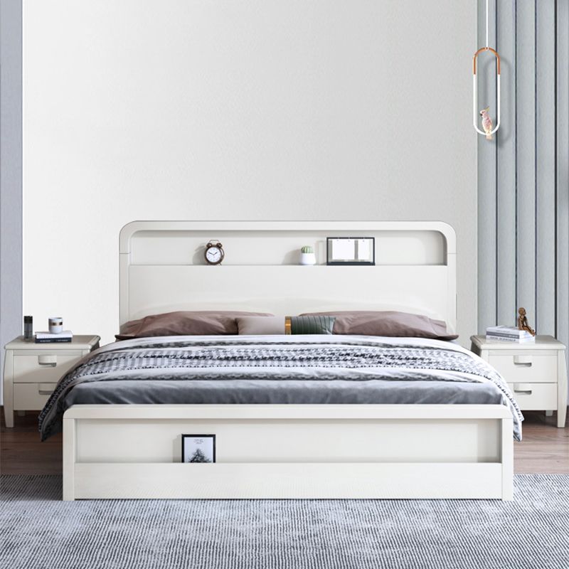 Modern Wood Bed Bookcase Included Bed Frame with Headboard for Bedroom