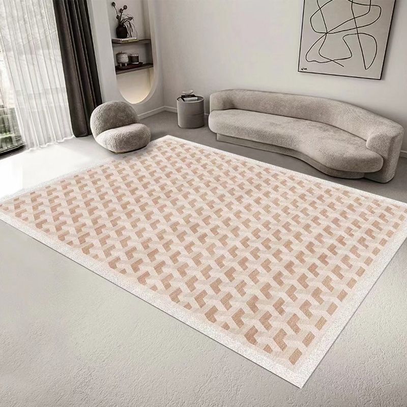 Beige Modern Rug Polyester Stripe Rug Stain Resistant Rug for Drawing Room