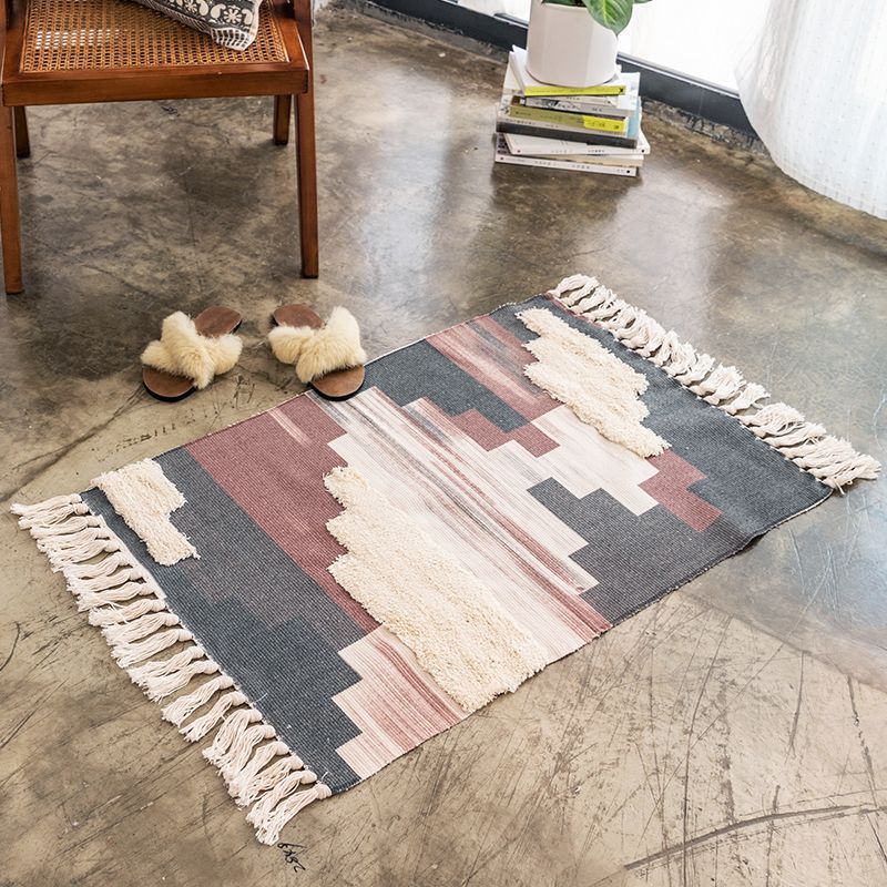 Creative Shiplap Rug Multi-Color Boho Chic Rug Cotton Pet Friendly Rug for Home