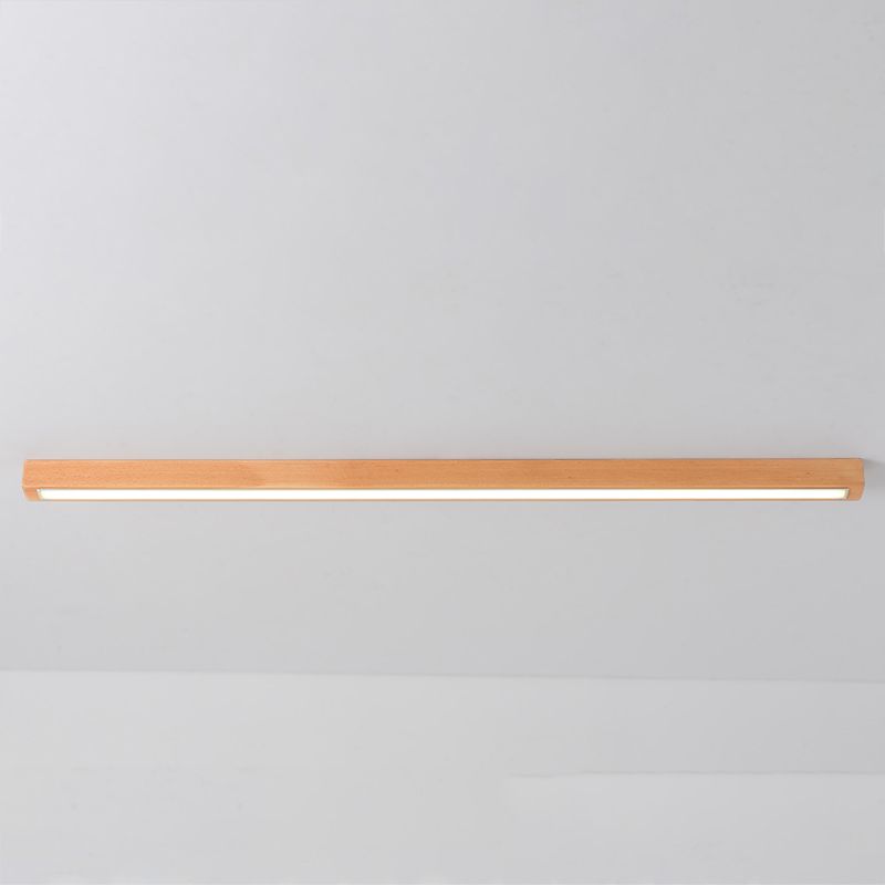 Wood Linear Shade Flush Ceiling Light Modern Style 1 Light Flush Mount Fixture in Brown