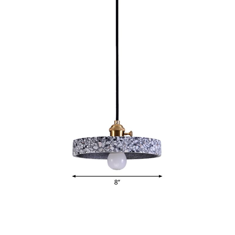 Round Bedside Hanging Light Fixture Terrazzo Single Simplicity Pendant Lamp with Rotary Switch