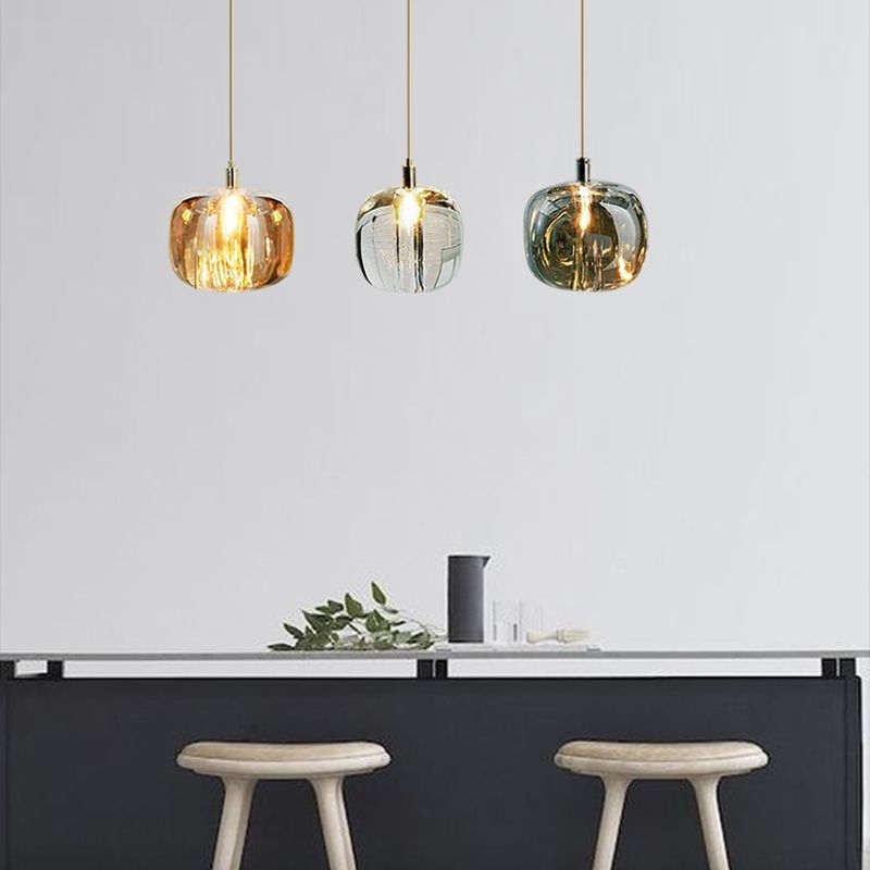 Contemporary Hanging Light Colorful Glass Minimalist Pendent Lighting Fixture