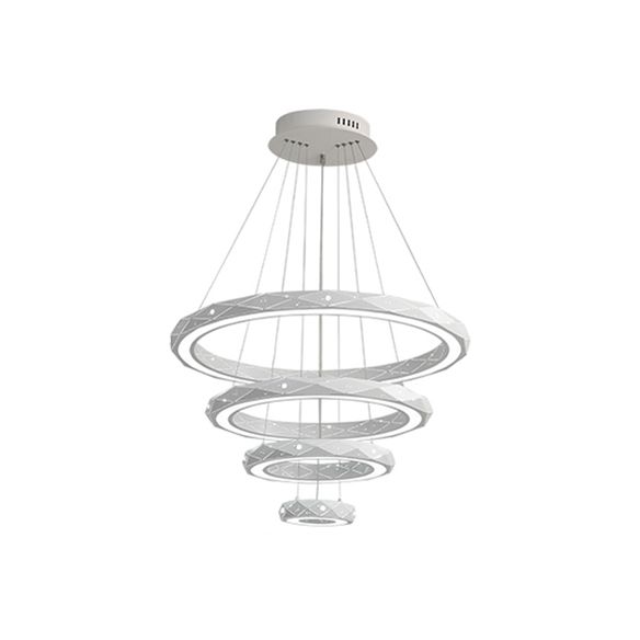 1/2/3-Light Dining Room Pendant Light with Ring Acrylic Shade White Ceiling Chandelier in Warm/White Light