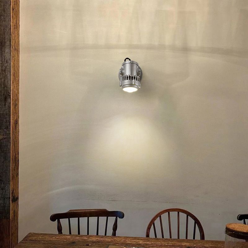 Silver Modern Metal Wall Sconce Cylinder Shape Wall Light with Glass Shade for Living Room