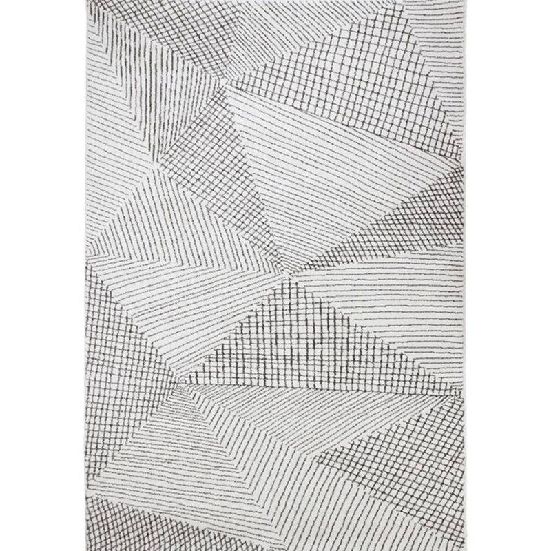 Grey Living Room Area Carpet Stripe Pattern Polyester Area Rug Modern Stain Resistant Rug