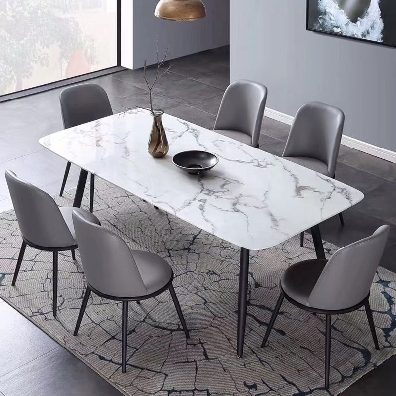 Modern Style Dining Chairs Armless Chair with Metal Legs for Kitchen