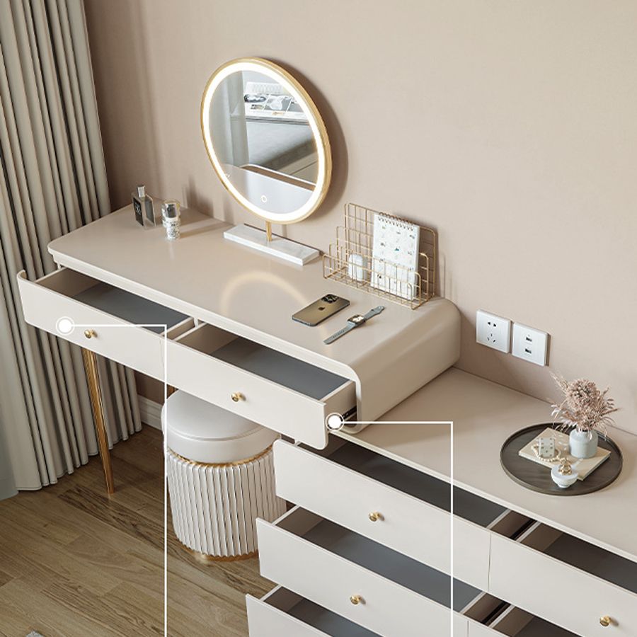 White Solid Wood Makeup Vanity Desk Bedroom Vanity Dressing Table Set