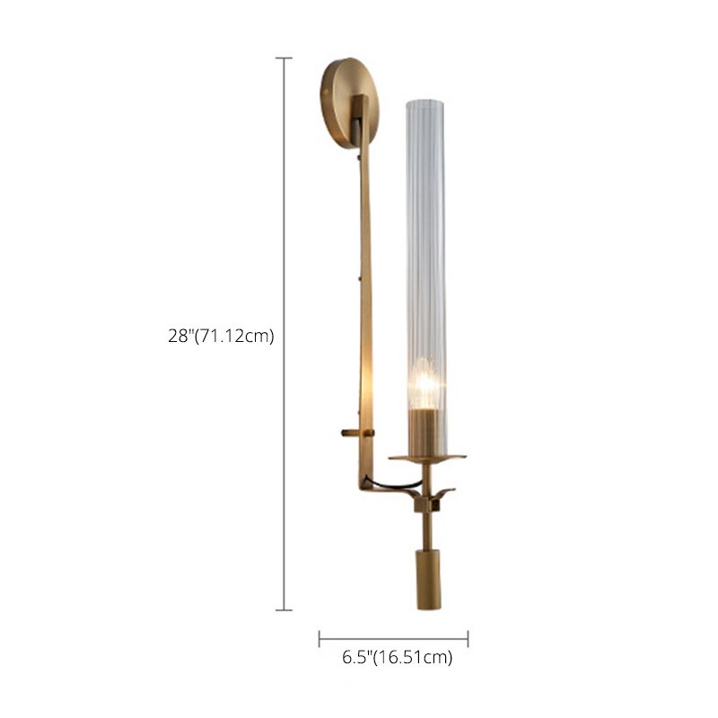 Cylinder Wall Mounted Lamps Postmodern Clear Glass Wall Sconce for Living Room