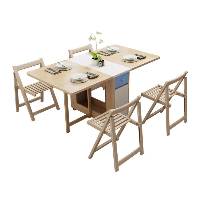 Rechthoek Midden-eeuwse moderne eettafel drop-bladtafel met vaste houten basis voor thuis