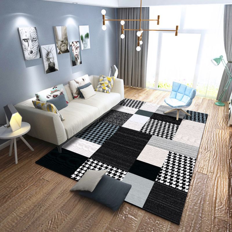 Stylish Geometric Pattern Rug Multicolor Modern Rug Polyester Pet Friendly Washable Non-Slip Area Rug for Bedroom