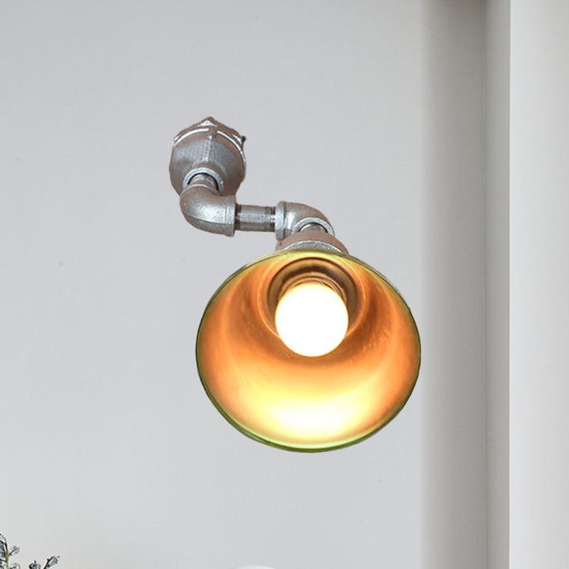 Verjüngte Metallwandleuchter leichter industrieller Stil 1 Leichte Veranda Wandmontagelampe mit Rohrdesign in Bronze/Grün